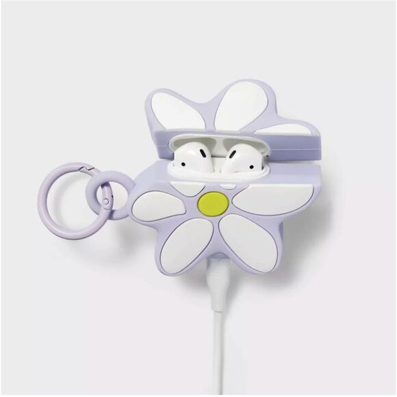 NIB Heyday Soft Purple Flower Daisy AirPods Case Cover Generation 1 & 2 Clip - Picture 5 of 7